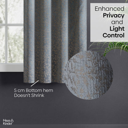 Polyester Jacquard  Window Curtains Misty Fern Powder, Blue