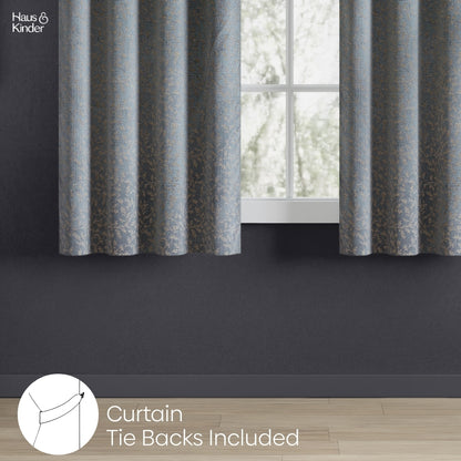 Polyester Jacquard  Window Curtains Misty Fern Powder, Blue