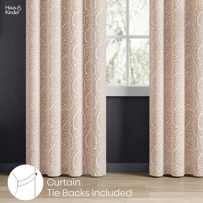 Poly Cotton Jacquard  Door Curtain Rustic Vine, Peach