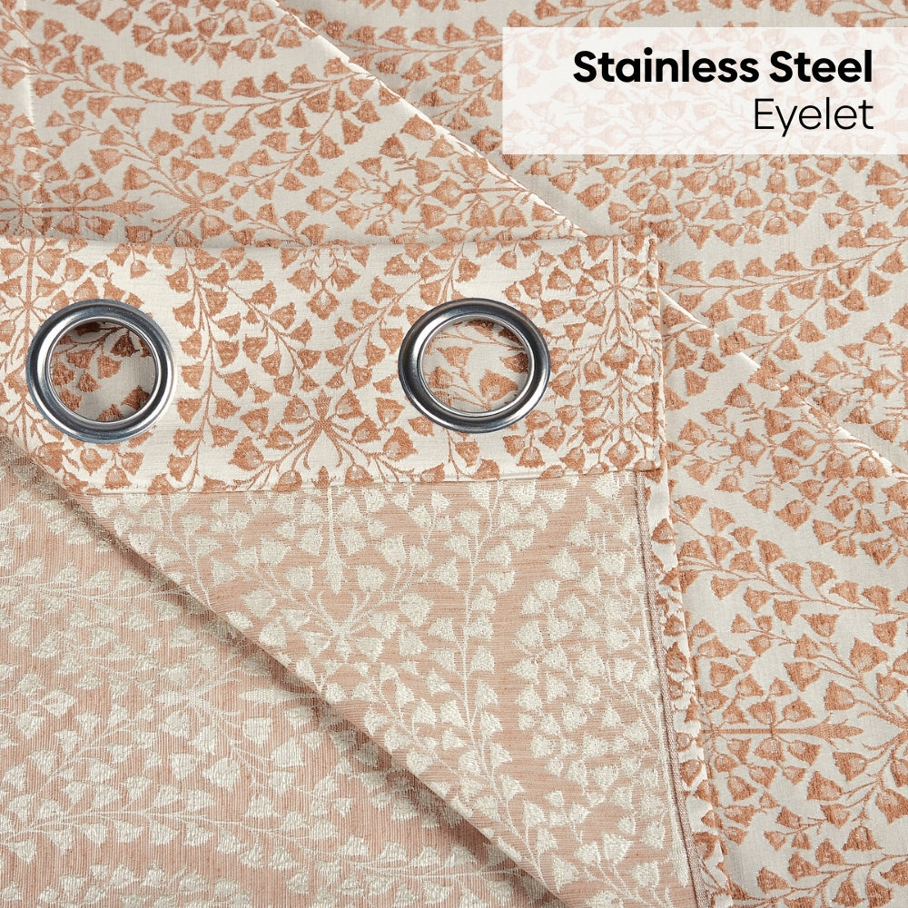 Poly Cotton Jacquard  Door Curtain Rustic Vine, Peach