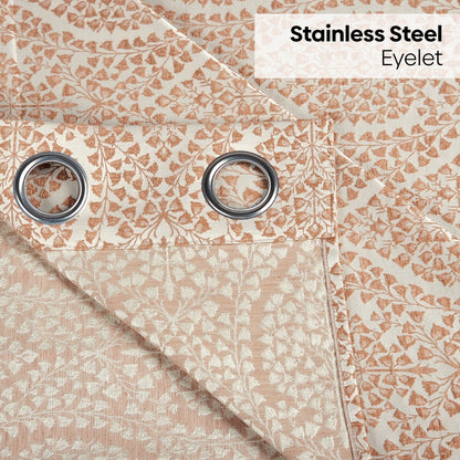 Poly Cotton Jacquard  Door Curtain Rustic Vine, Peach