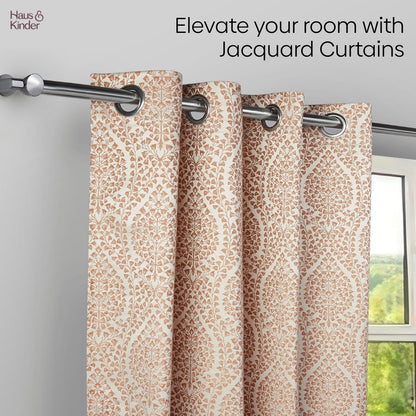 Poly Cotton Jacquard  Window Curtain Rustic Vine, Peach