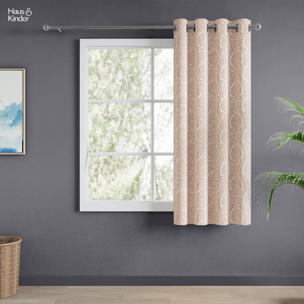 Poly Cotton Jacquard  Window Curtain Rustic Vine, Peach