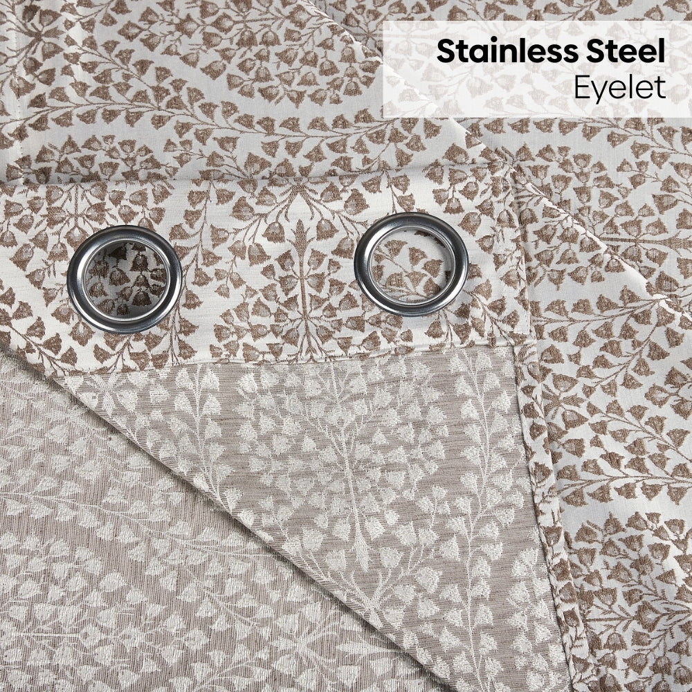 Poly Cotton Jacquard  Door Curtain Woodland Trail, Cadbury