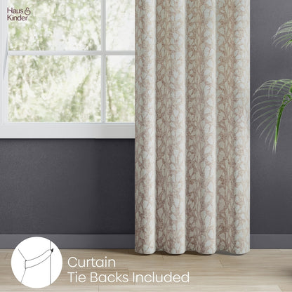 Poly Cotton Jacquard  Door Curtain Urabn leaf, Brown