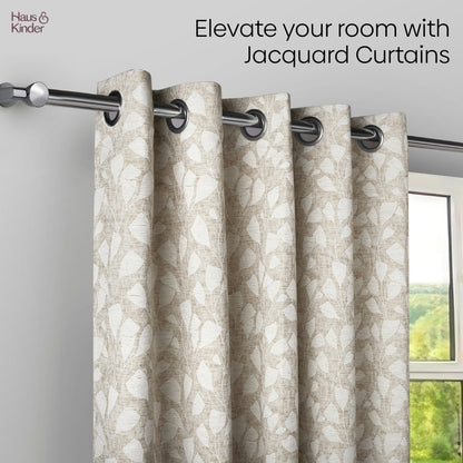 Poly Cotton Jacquard  Window Curtain Urabn leaf, Brown