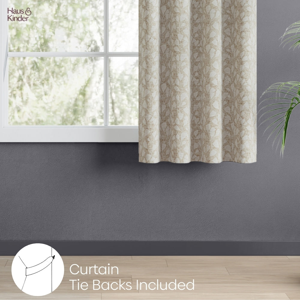 Poly Cotton Jacquard  Window Curtain Urabn leaf, Brown