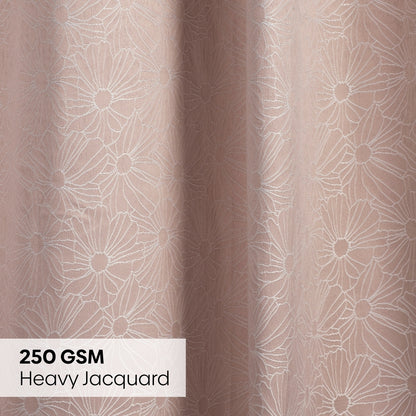 Polyester Jacquard Curtains Blush Daisy, Blush