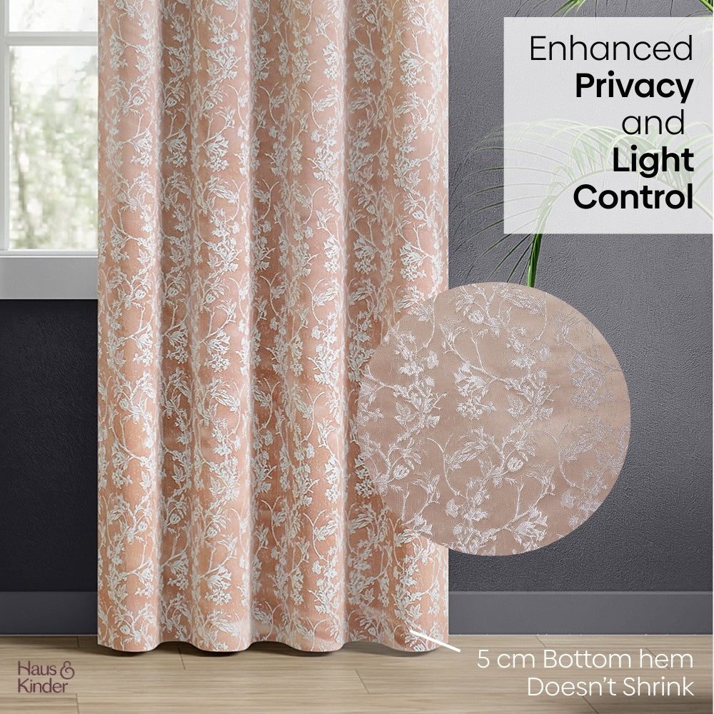 Polyester Jacquard   Curtains Rosewood Grace, Rose Gold