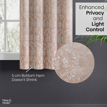 Polyester Jacquard   Curtains Rosewood Grace, Rose Gold