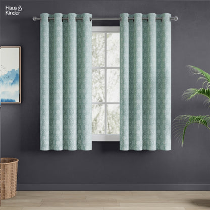 Polyester Jacquard  Curtains Mint Fleur Drape, Mint