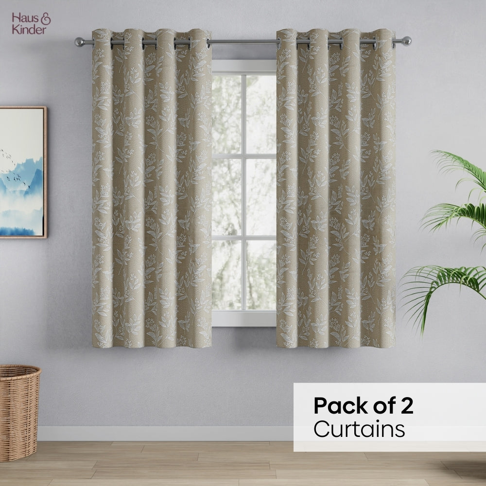 Polyester Jacquard  Curtains Ashwood Bloom, Stone