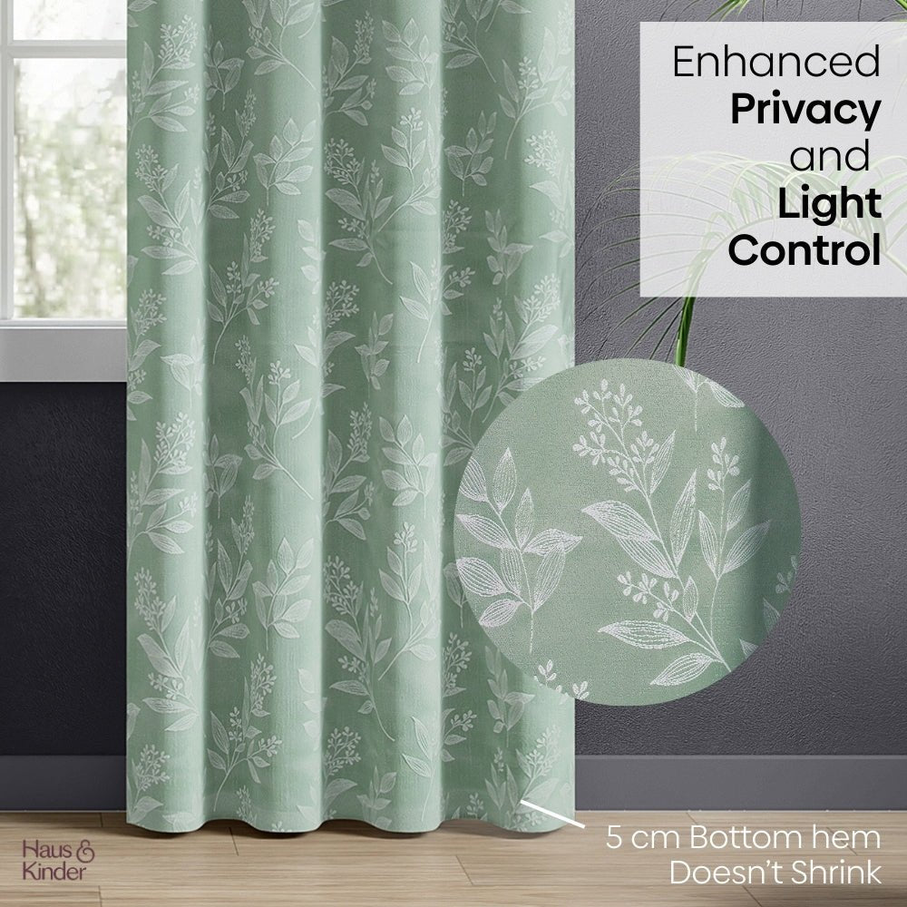 Polyester Jacquard Curtains Mint Grove, Mint - Jacquard Curtains | haus & kinder