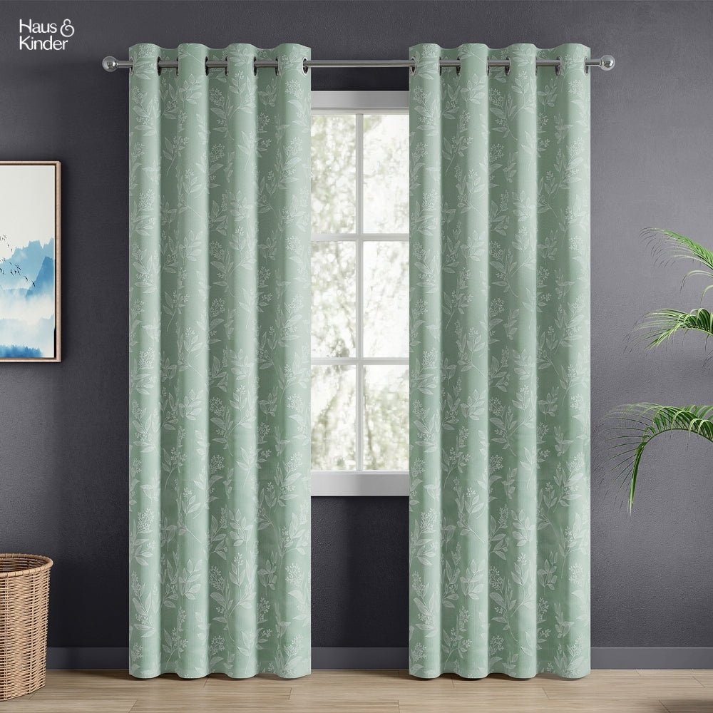 Polyester Jacquard Curtains Mint Grove, Mint - Jacquard Curtains | haus & kinder