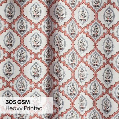 Poly Cotton Digital Printed Curtain Heritage Medallion, Multi