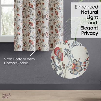 Poly Cotton Digital Printed Curtain Saffron Garden, Multi
