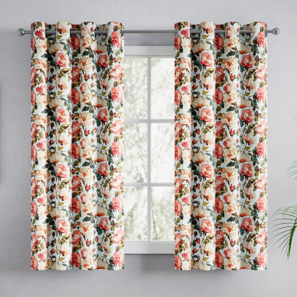 Bloom Harmony Cotton Printed Pack Of 2 Curtain, Multicolor
