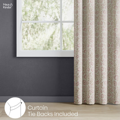 Poly Cotton Digital Printed  Curtain Blush Garden, Light Pink