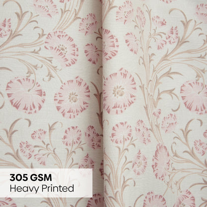 Poly Cotton Digital Printed  Door Curtain Blush Garden, Light Pink