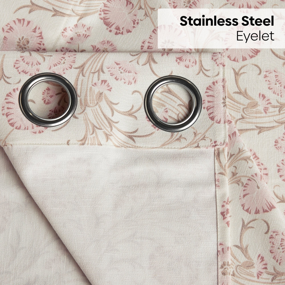 Poly Cotton Digital Printed  Curtain Blush Garden, Light Pink