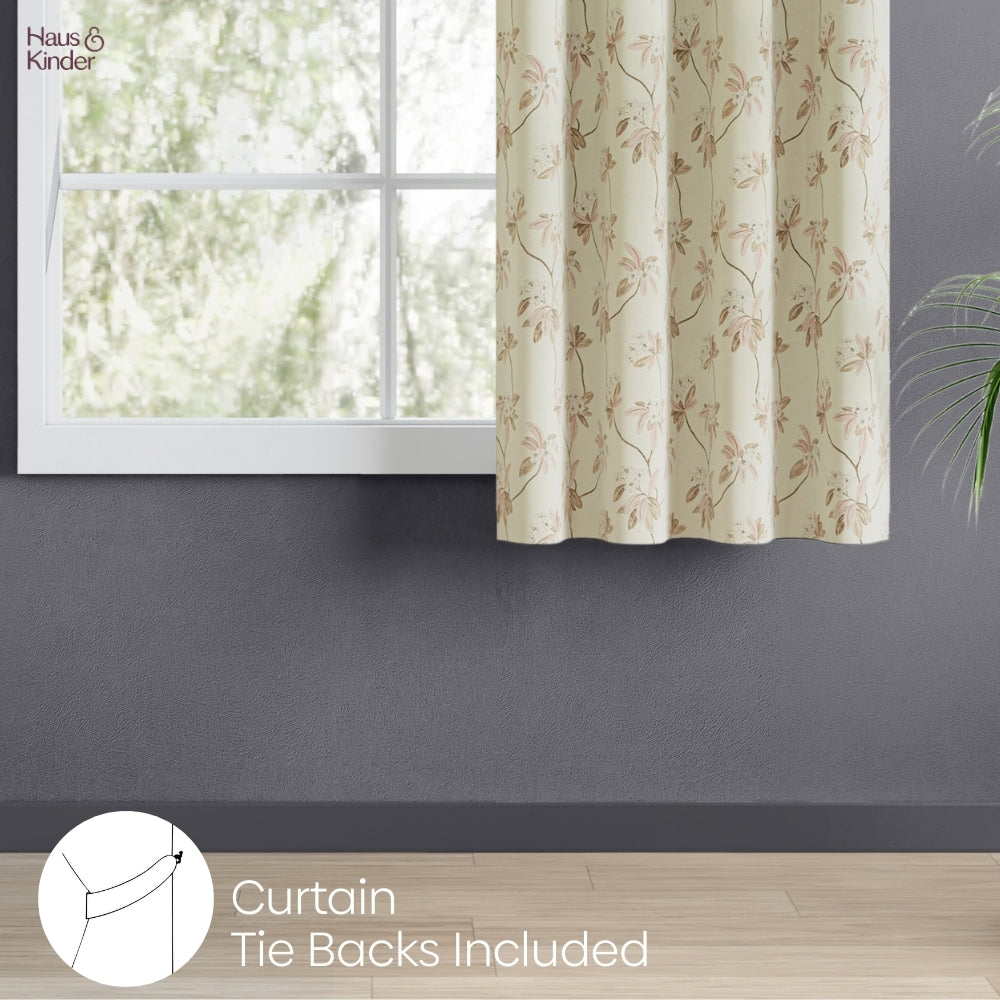 Poly Cotton Digital Printed  Curtain Soft Petal Bloom, Light Pink