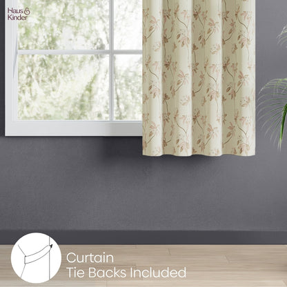 Poly Cotton Digital Printed  Curtain Soft Petal Bloom, Light Pink