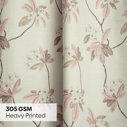 Poly Cotton Digital Printed  Window Curtain Soft Petal Bloom, Light Pink