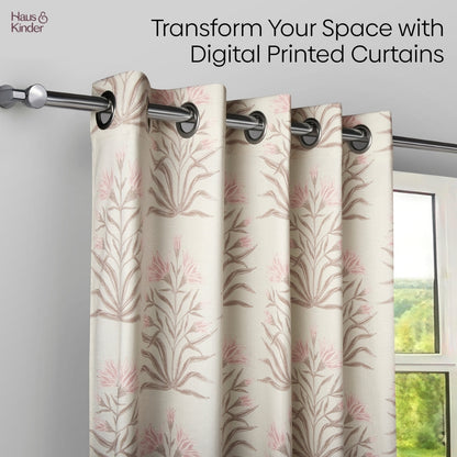 Poly Cotton Digital Printed  Window Curtain Petal Drift, Light Pink