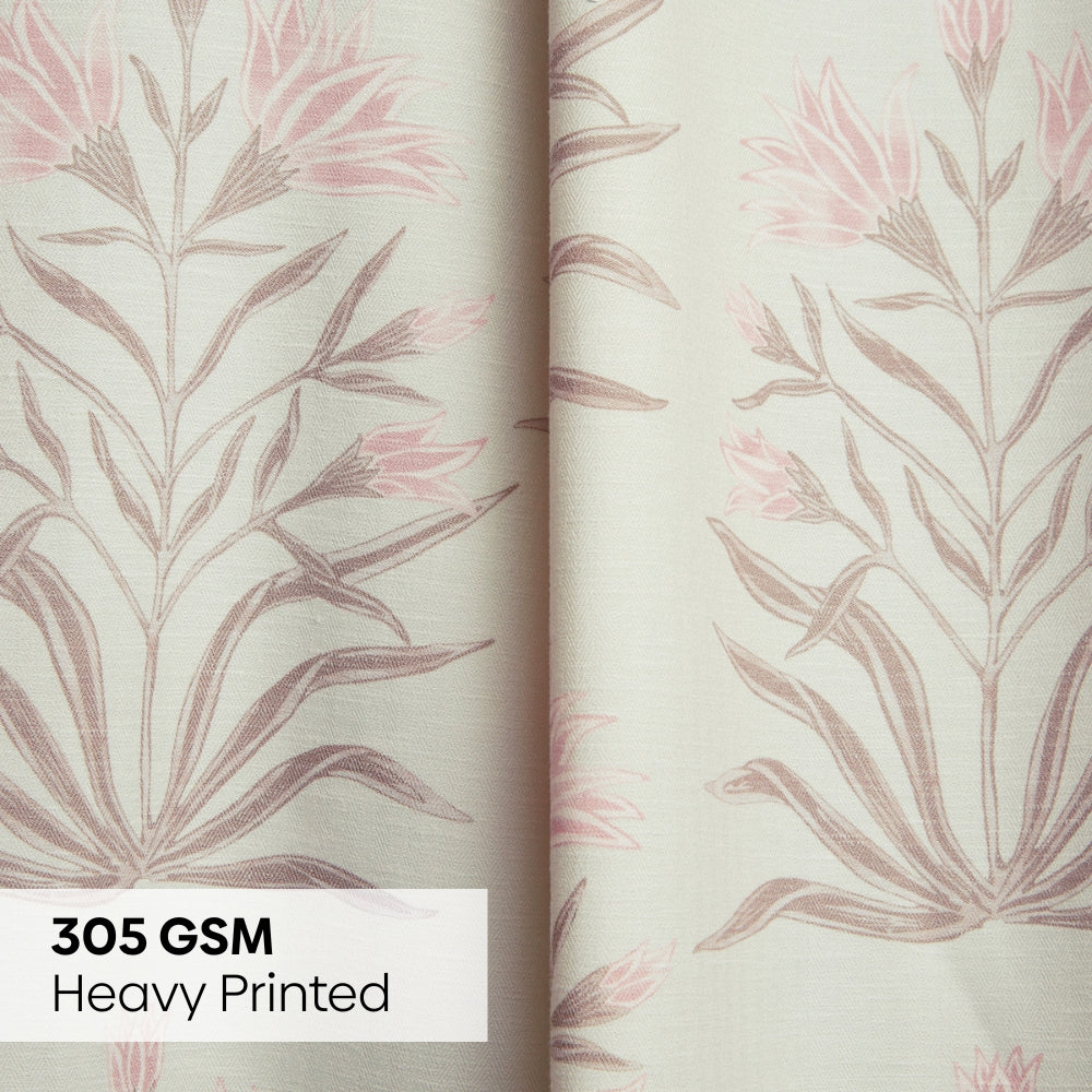 Poly Cotton Digital Printed  Window Curtain Petal Drift, Light Pink