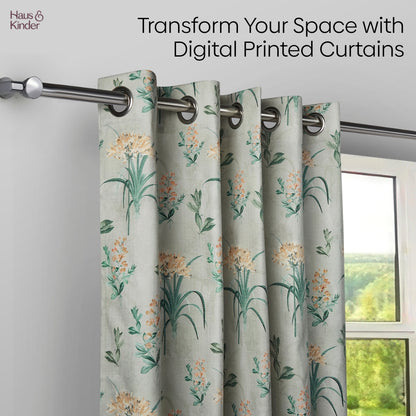 Poly Cotton Digital Printed  Curtain Woodland Bloom, Green