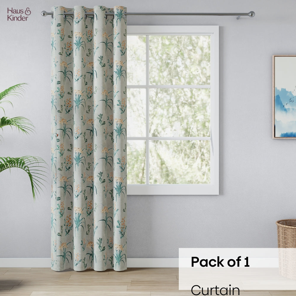 Poly Cotton Digital Printed  Curtain Woodland Bloom, Green