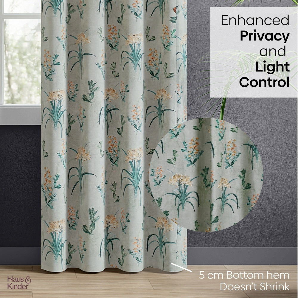 Poly Cotton Digital Printed  Curtain Woodland Bloom, Green