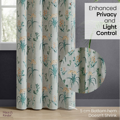 Poly Cotton Digital Printed  Curtain Woodland Bloom, Green