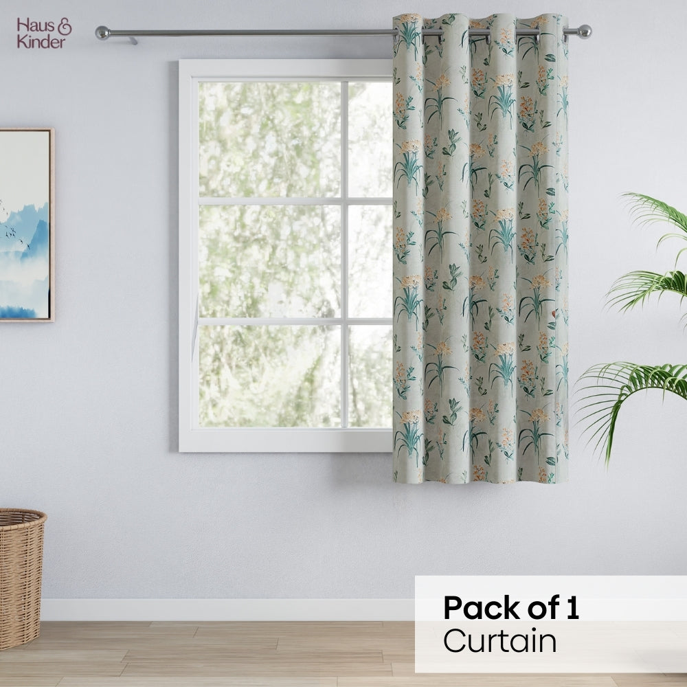 Poly Cotton Digital Printed  Curtain Woodland Bloom, Green