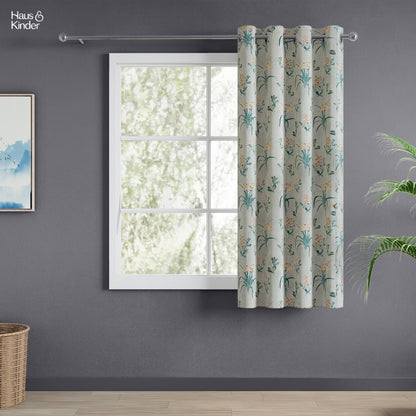 Poly Cotton Digital Printed  Curtain Woodland Bloom, Green