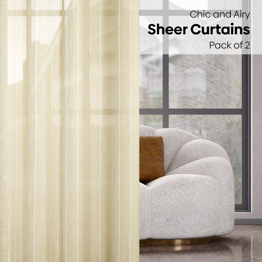 Linear Grace Curtain Set, Butter