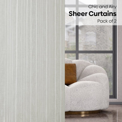 Linear Grace Curtain Set, Mist