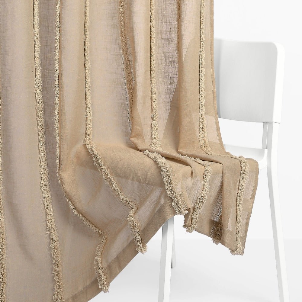 Decorative Sheer Feather Fringe Pack Of 1 Curtain, Beige - Decorative Sheer | haus & kinder