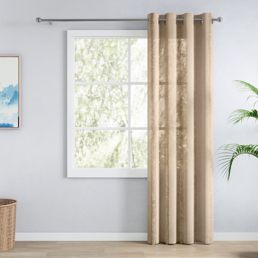 Decorative Sheer Feather Fringe Pack Of 1 Curtain, Beige - Decorative Sheer | haus & kinder