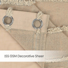 Decorative Sheer Feather Fringe Pack Of 1 Curtain, Beige - Decorative Sheer | haus & kinder