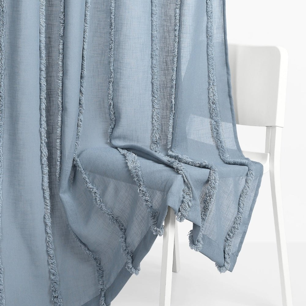 Decorative Sheer Feather Fringe Pack Of 1 Curtain, Blue - Decorative Sheer | haus & kinder