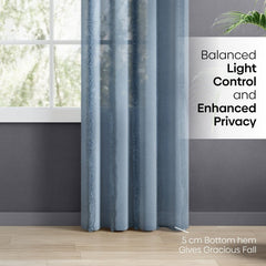 Decorative Sheer Feather Fringe Pack Of 1 Curtain, Blue - Decorative Sheer | haus & kinder