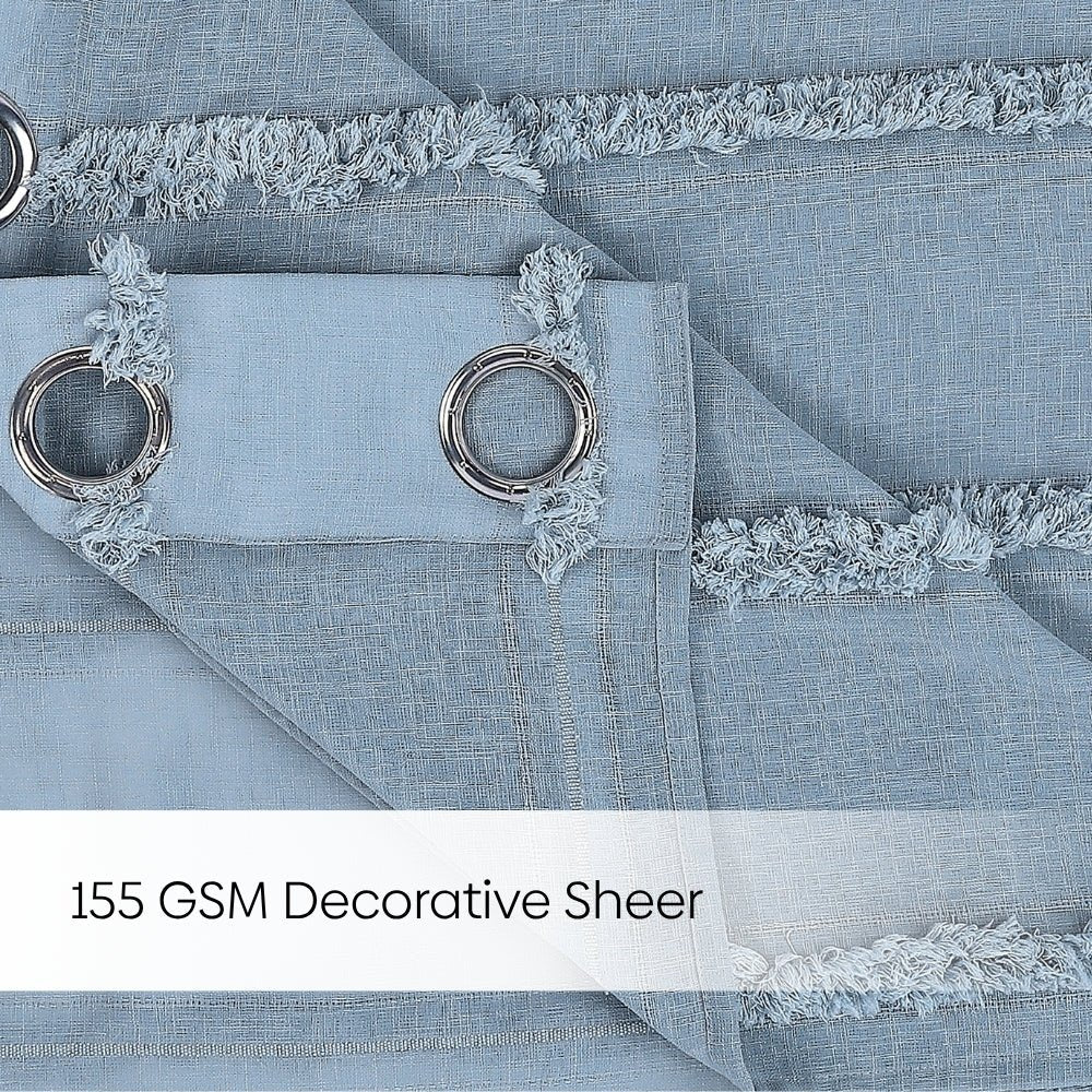 Decorative Sheer Feather Fringe Pack Of 1 Curtain, Blue - Decorative Sheer | haus & kinder