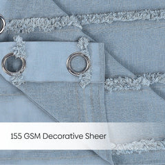 Decorative Sheer Feather Fringe Pack Of 1 Curtain, Blue - Decorative Sheer | haus & kinder