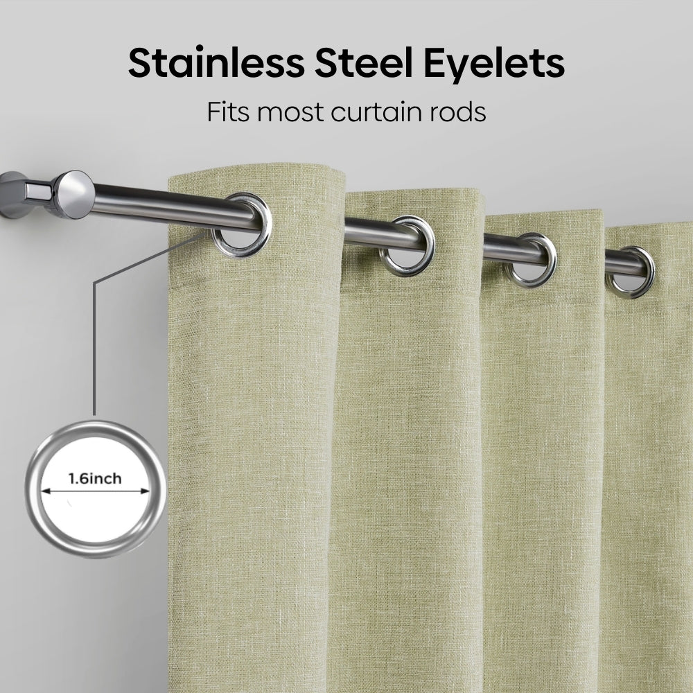 Natural Canvas Dobby Textured Door Curtain - Sage Green