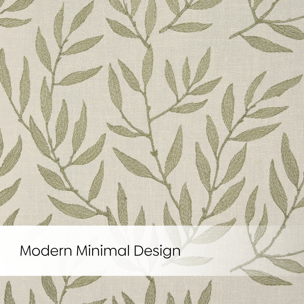 Botanical Whisper Embroidered Sheer Door Curtain - Olive