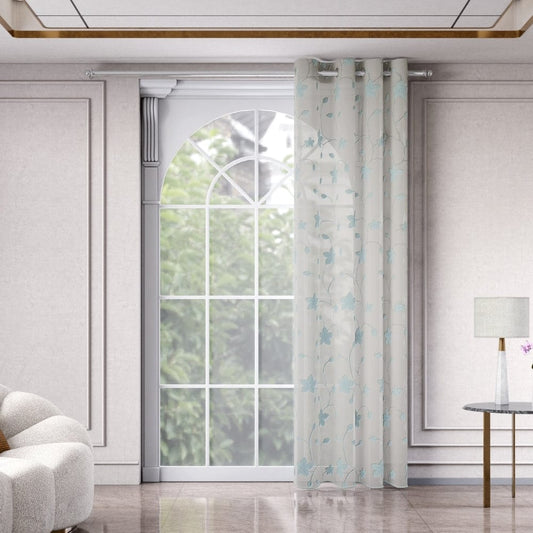 Shadow Bloom Curtain Set, Aqua