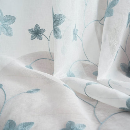 Shadow Bloom Curtain Set, Aqua