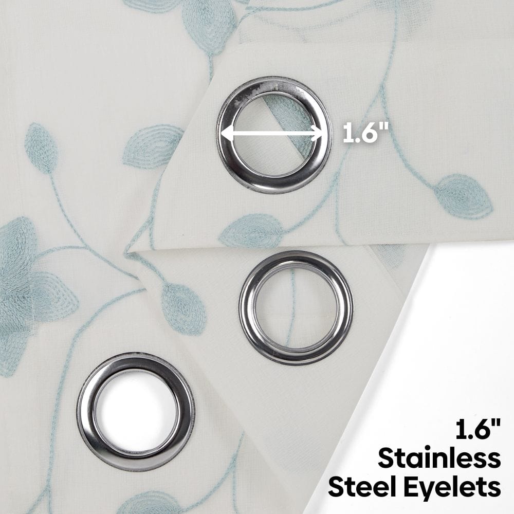 Shadow Bloom Curtain Set, Aqua