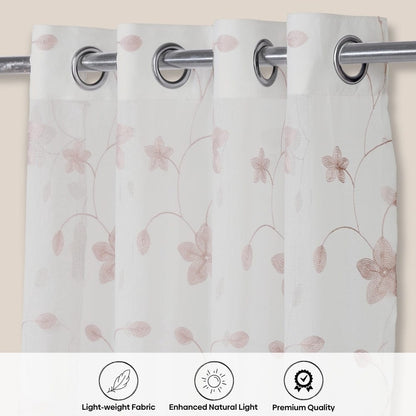 Shadow Bloom Curtain Set, Blush
